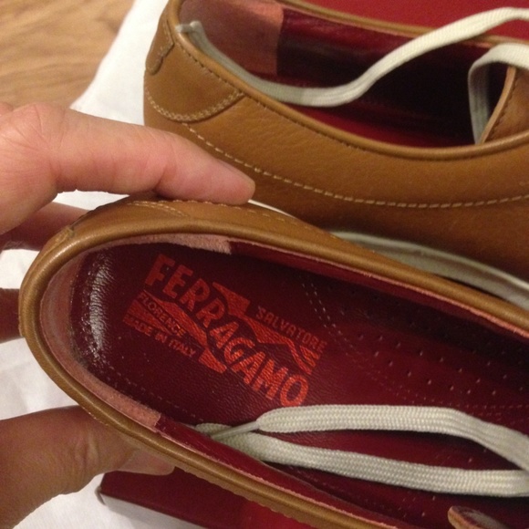 Salvatore Ferragamo Tan Leather Sneakers 8.5 - Picture 3 of 10